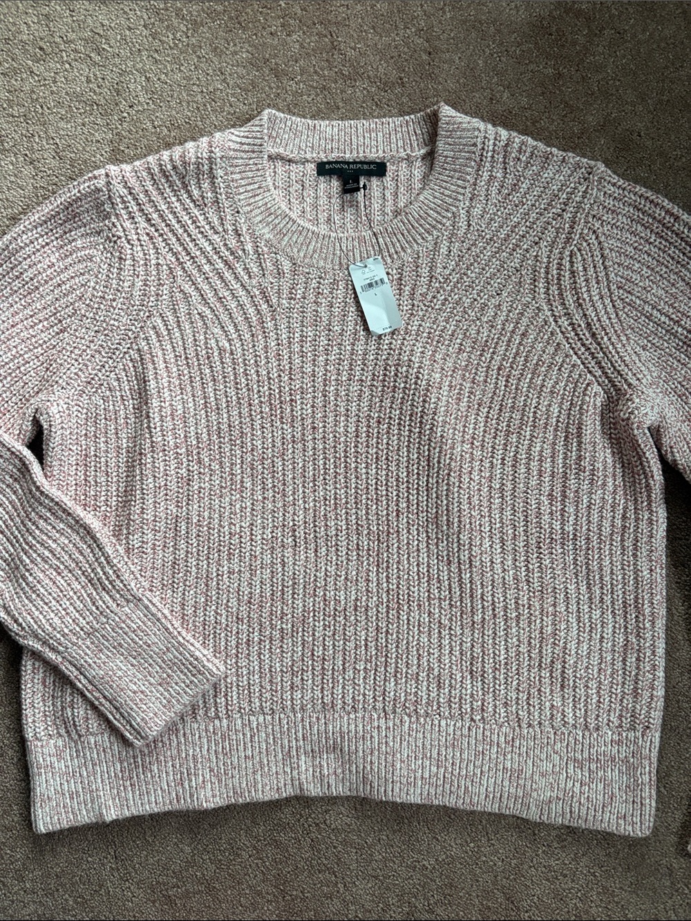 Banana Republic Women’s Crewneck casual marbled shaker knit sweater large NWT